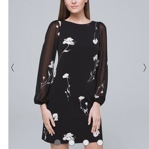 WHBM Chiffon-Sleeve Knit Shift Dress.